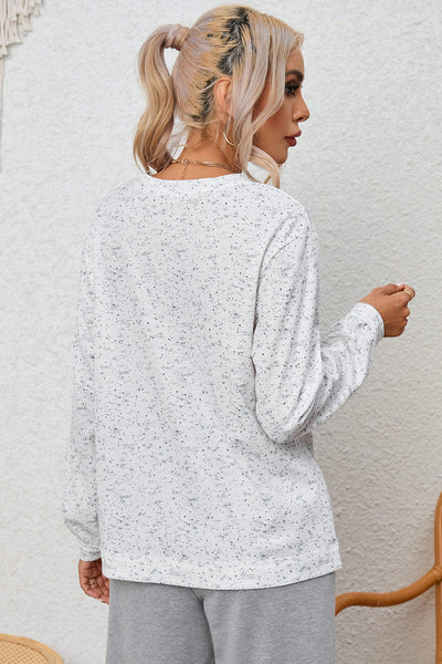 Gray Slouchy Heather Rib Knit Long Sleeve Henley