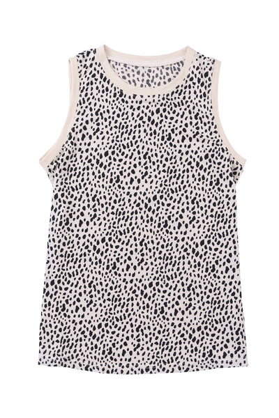 Cheetah Print Round Neck Tank Top