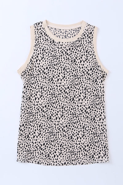 Cheetah Print Round Neck Tank Top