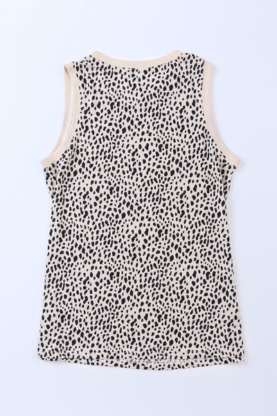 Cheetah Print Round Neck Tank Top