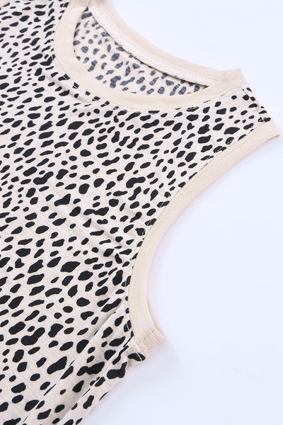 Cheetah Print Round Neck Tank Top