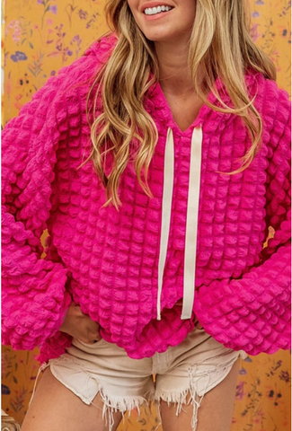 Chunky Waffle Bubble Sleeve Hoodie