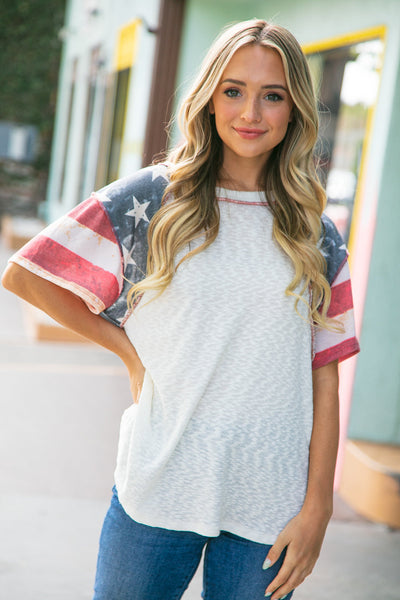 Patriotic Star & Stripe Pullover Outseam Top