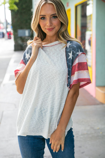 Patriotic Star & Stripe Pullover Outseam Top