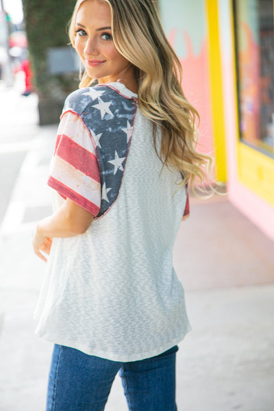 Patriotic Star & Stripe Pullover Outseam Top