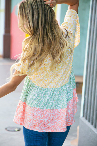 Sunflower Sage Ditzy Floral Tiered Swing Top