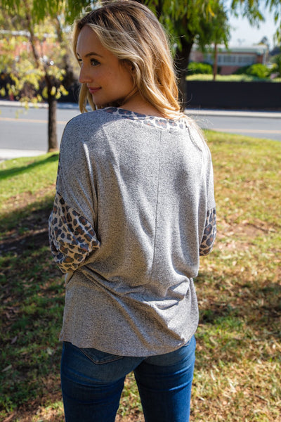 Two Tone Leopard Print Triangle Detail Top