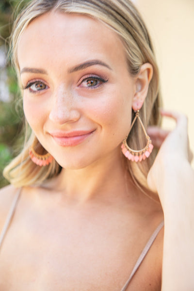 Blush Chandelier Fringe Teardrop Dangle Earrings