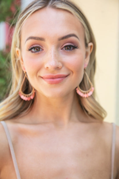 Blush Chandelier Fringe Teardrop Dangle Earrings