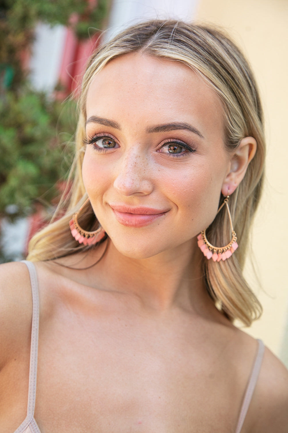 Blush Chandelier Fringe Teardrop Dangle Earrings