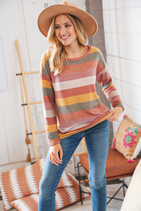 Sage Multicolor Wide Stripe French Terry Pullover