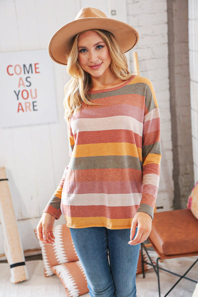 Sage Multicolor Wide Stripe French Terry Pullover