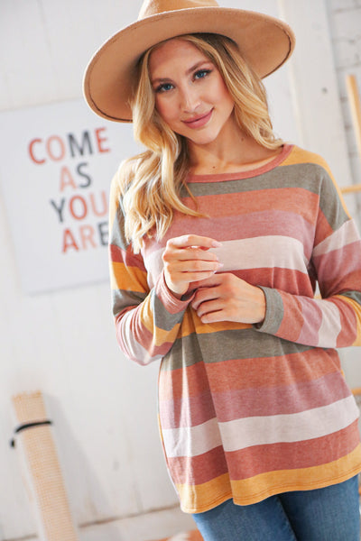 Sage Multicolor Wide Stripe French Terry Pullover