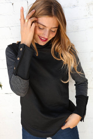 Thermal Out Seam Stitch Button Detail Top