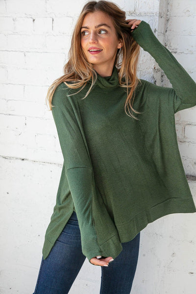 Christmas Green Cashmere Feel Turtleneck Sweater