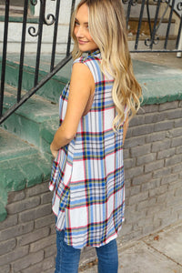 Plaid Open Front Cardigan Vest