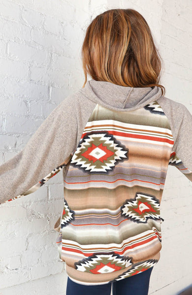 Hacci Aztec Print Turtleneck with Side Pockets