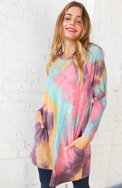 French Terry Tie Dye Reverse Stitch Tunic