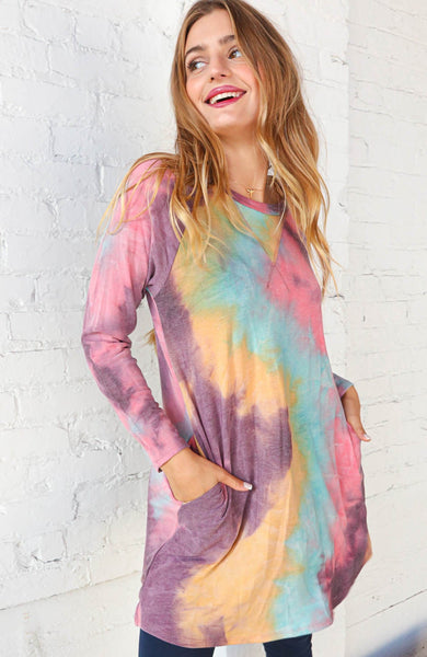 French Terry Tie Dye Reverse Stitch Tunic