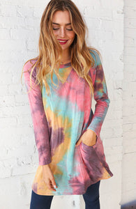 French Terry Tie Dye Reverse Stitch Tunic