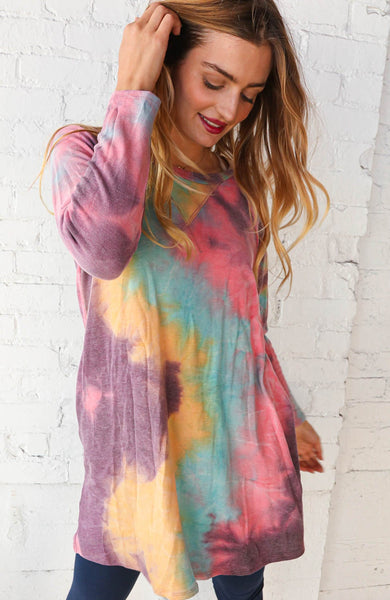 French Terry Tie Dye Reverse Stitch Tunic