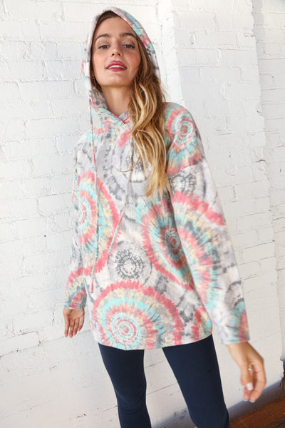 Tie Dye Fleece Drawstring Hoodie