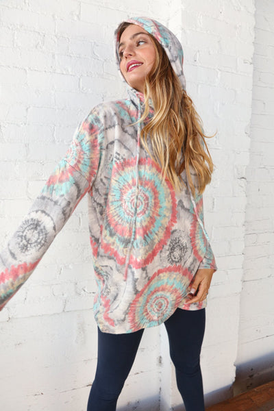 Tie Dye Fleece Drawstring Hoodie