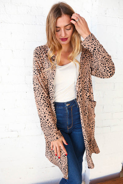 Hacci Spotted Leopard Open Cardigan Hoodie