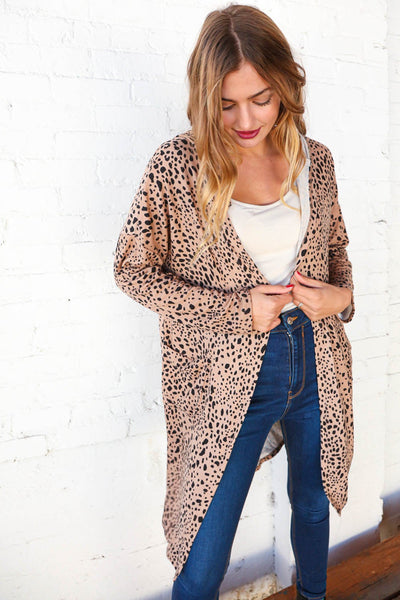 Hacci Spotted Leopard Open Cardigan Hoodie