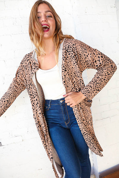 Hacci Spotted Leopard Open Cardigan Hoodie