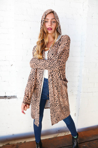 Hacci Spotted Leopard Open Cardigan Hoodie