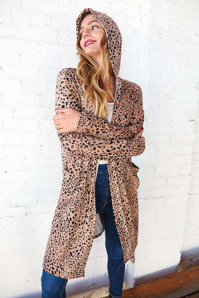 Hacci Spotted Leopard Open Cardigan Hoodie