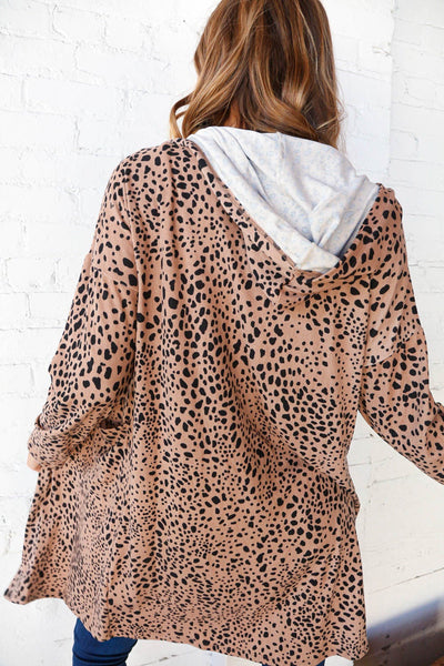 Hacci Spotted Leopard Open Cardigan Hoodie