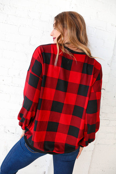 Brushed Hacci Plaid Crew Neck Pullover