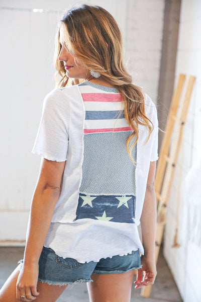 Patriotic Out Seam Color Block Two-Tone Terry Top