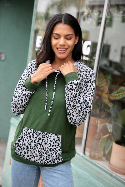 Cashmere Feel Leopard Print Hoodie