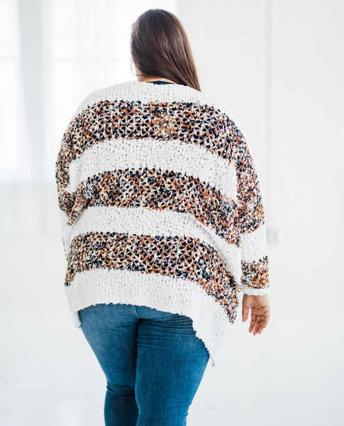 Honey Bee Stripe Fuzzy Cardigan