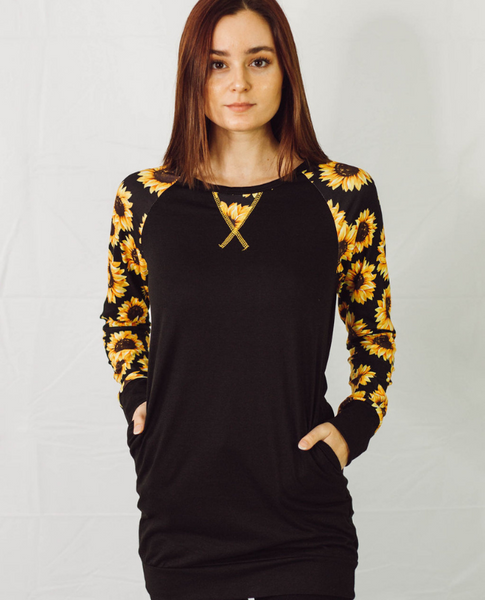 Sweet Sunflower Long Sleeve Raglan Tee