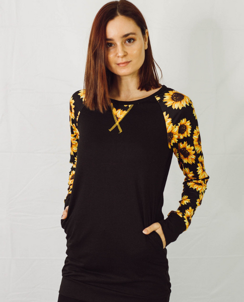 Sweet Sunflower Long Sleeve Raglan Tee