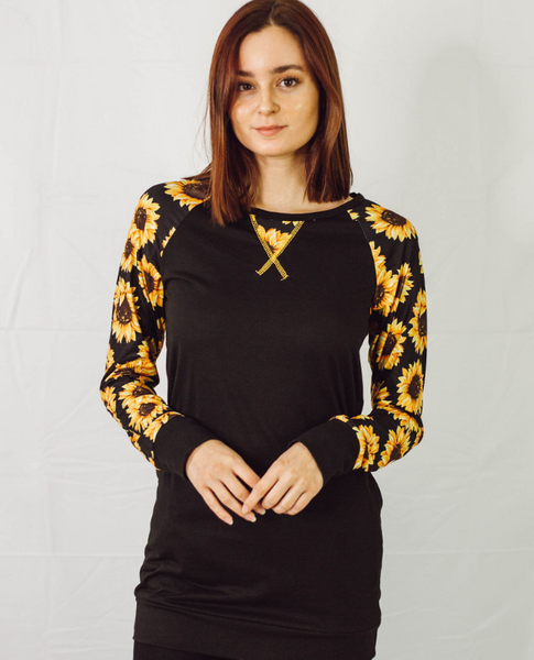 Sweet Sunflower Long Sleeve Raglan Tee