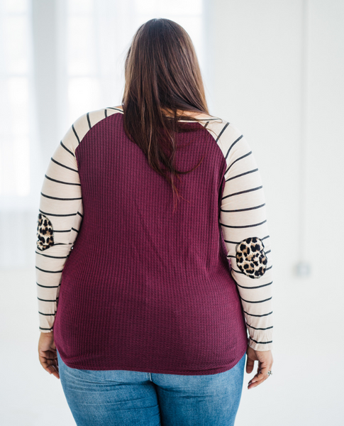 Burgundy Style Stripe Raglan Top