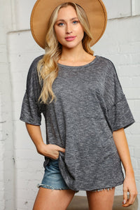 Silver Black Two Tone Slub Reverse Stitch Top