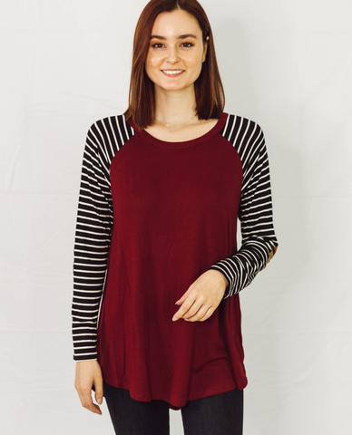 Berry Stripe Raglan Tee