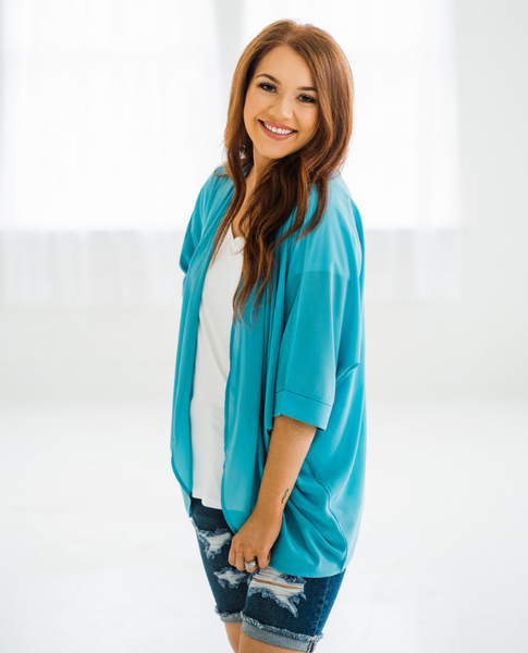 Turquoise Waters Chiffon Cardigan