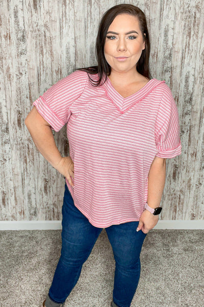 Fuchsia Two-Tone Jacquard Dolman Out Seam Top