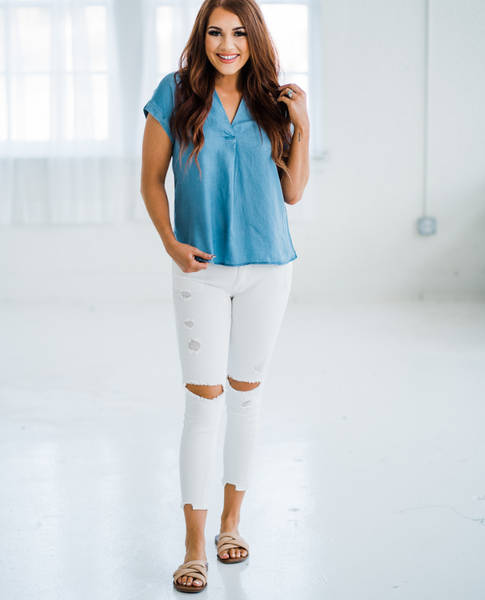 White Hot Distressed Denim