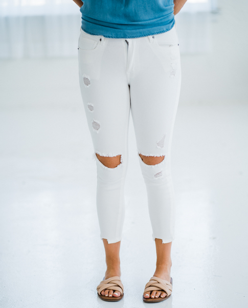 White Hot Distressed Denim