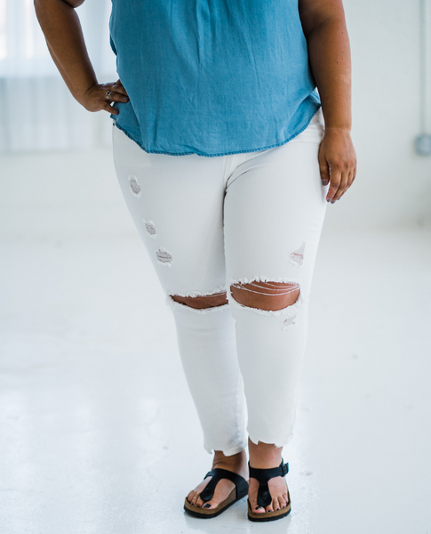 White Hot Distressed Denim