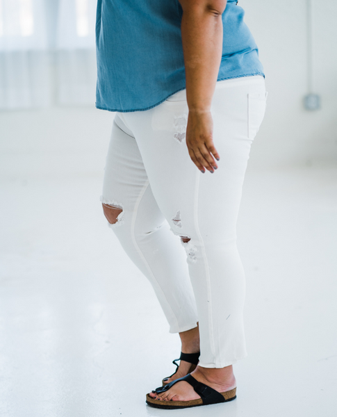 White Hot Distressed Denim