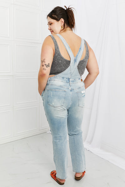 Judy Blue Melina  Distressed Straight Leg Overalls